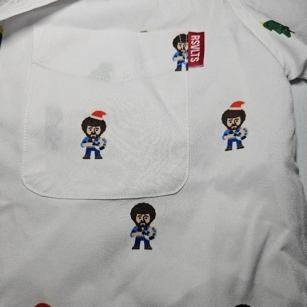 RSVLTS x Bob Ross Kids White Button Down Short Sleeve Shirt